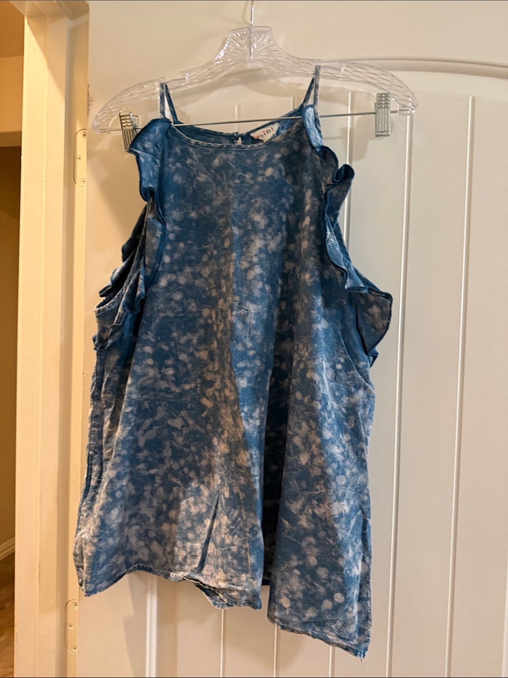 BiBi Blue Tie-Dye Ruffle Tank